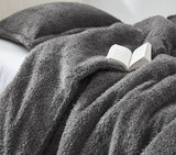 Extra Long Twin Comforter Set Faux Fur Gray College Bedding Essential Dark Neutral Dorm Room Decor