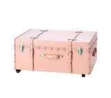 Pink Trunk Footboard for Twin XL Bed College Apartment Furniture Dorm Storage Ottoman Chest Footlocker with Wheels and Handle Trendy Coffee Table