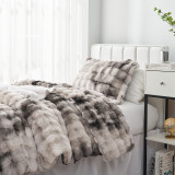 Oversized Bedding for College Apartment Essentials Checklist for Girls Neutral Gray Dorm Room Decor Fluffy Faux Fur Twin Extra Long Comforter Set