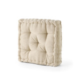 Cute Boho Aesthetic Modern Small Apartment Setup Extra Large Floor Cushion Tufted Seating Pouf Neutral Dorm Room Decor