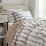Neutral Dorm Room Decor Brown Twin Extra Long Comforter Set Oversized Fluffy Bedding for College Apartment Essentials Checklist for Girls