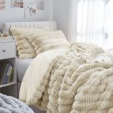 Neutral Dorm Room Decor Brown Twin Extra Long Comforter Set Oversized Fluffy Bedding for College Apartment Essentials Checklist for Girls