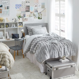Cute Dorm Bedding Extra Long Twin Comforter Set for College Chevron Blanket Taupe Bedspread