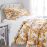 Brown Cow Print Twin XL Comforter Set Warm Sherpa Fleece Bedspread College Bedding Essentials with Matching Pillow Shams