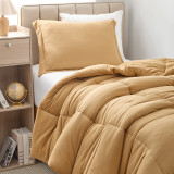 Tan Colored College Comforter Set Includes Extra Long Twin Plush Comforter and Matching Standard Size College Pillow Sham