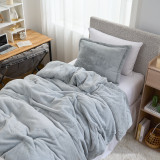 Easy to Match Dorm Room Decorations Neutral Gray College Comforter and Standard Dorm Pillow Sham Set