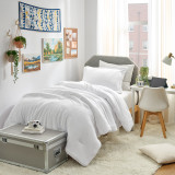 2 Piece Twin Extra Long Bedding Set Oversized College Bedspread with White Dorm Pillow Sham