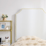 Extra Tall - Bevel Tacked Plush Outlet Headboard with Legs - White with Gold Rivets