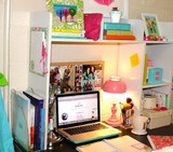 REFURB Classic Dorm Desk Bookshelf - White