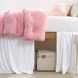 Luxury Plush Dorm Bungee Bed Skirt 3 Panel Set - White
