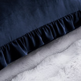 Rainha® Velvet Dutch Euro Pillow - With Ruffled Flange - Navy