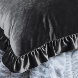 Rainha® Velvet Dutch Euro Pillow - With Ruffled Flange - Gray