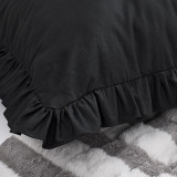 Rainha® Cotton Dutch Euro Pillow - With Ruffled Flange - Black