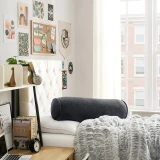 Rainha® Velvet Bolster Pillow - Gray