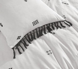 College Duvet Cover Fringe Trim and Matching Embroidered Pillow Sham Cute Boho Dorm Decor Ideas