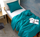 Stylish Ocean Depths Teal College Duvet Cover and Dorm Bedding Insert High Quality Natural Loft Twin XL Bedding Set
