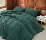 Extra Long Full Bedding for Dorm Size Bed Dimensions Fluffy Blanket for Hot Sleepers High Quality College Comforter Set Green