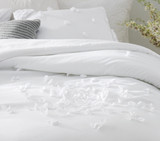 White College Bedding Decor Beautiful Extra Long Twin Comforter with Handsewn Petals Design