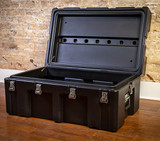 Waterproof Trunk Box Dust Proof Storage Bin Black Footlocker College Chest with Wheels and Handle