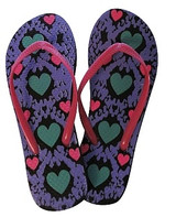 Turquoise with Pink Strap / Hearts - Shower Sandal - 2 Pack