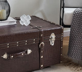 Dorm Room Storage Solutions Brown Vintage Leather Trunk Neutral College Footlocker Chest