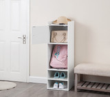 Neutral Dorm Decor Extra Tall Bedside Table with Cabinet Space Saving Dorm Storage Ideas for Guys