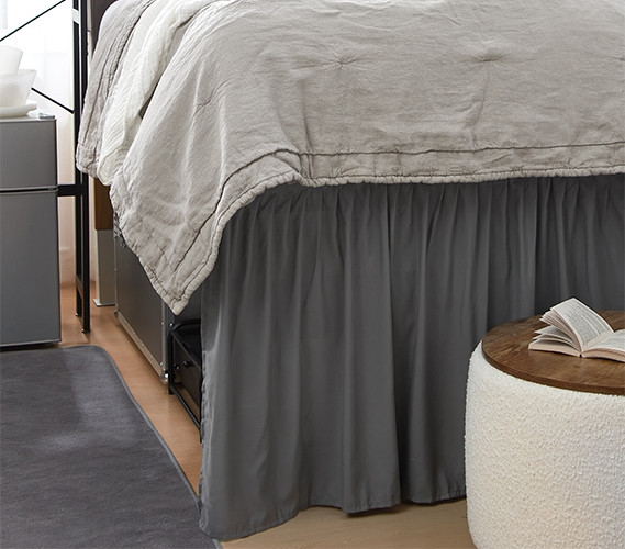 Bed Skirt Panel -  White with Hot Pink Twist Banding main image 0