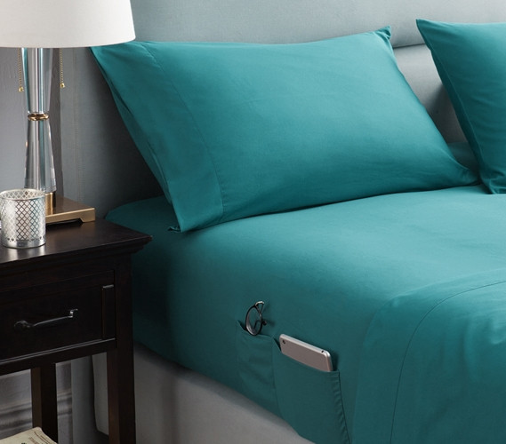 Bedside Pocket Twin XL Sheet Set - Supersoft Ocean Depths Teal