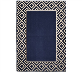 Diamond Frame - Indigo and Ivory 5' x 7' Dorm Rugs Dorm Essentials College Supplies