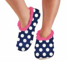 College Comfort - Dorm Snoozies - Navy Polka Dots - Dorm Slippers