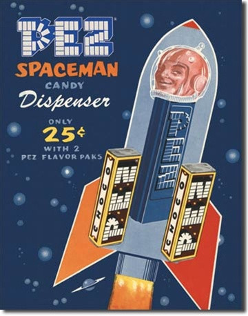 Tin Sign Dorm Room Decor funny retro Pez advertisement illustration print on vintage tin sign for dorm walls
