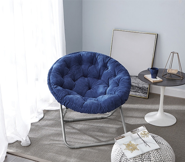 Comfort Padded Dorm Chair Cozy Moon Chair with High Quality Padded Navy Blue Cushion Comfort Padded Dorm Chair Cozy Moon Chair with High Quality Padded Navy Blue Cushion
