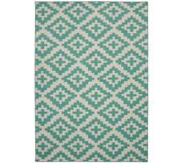 Southwest College Rug - Teal and Ivory