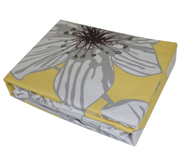Beautiful Buttercup Haze Cotton Yellow and Gray XL Twin Sheet Set with Floral Design Beautiful Buttercup Haze Cotton Yellow and Gray XL Twin Sheet Set with Floral Design