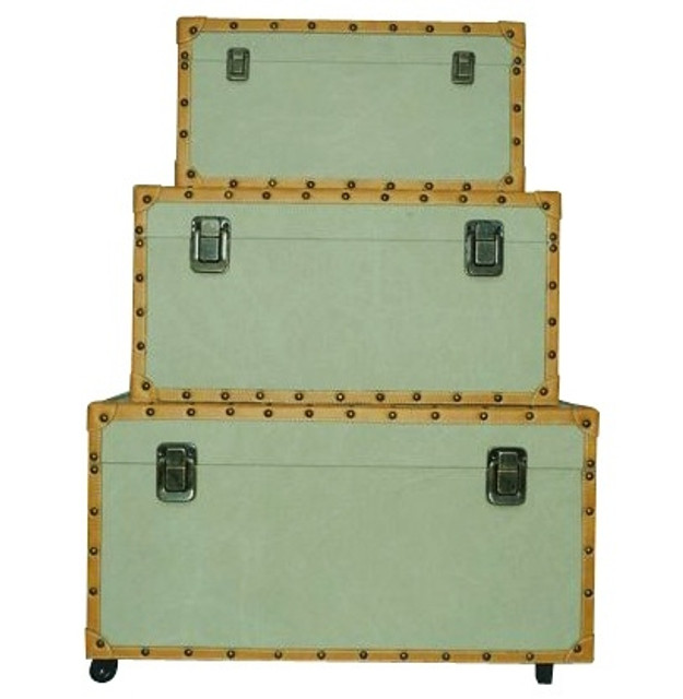 Sturdy and Stylish - Classic Canvas Dorm Room Trunk - Sahara Taupe - Great For Transporting Dorm Stuff