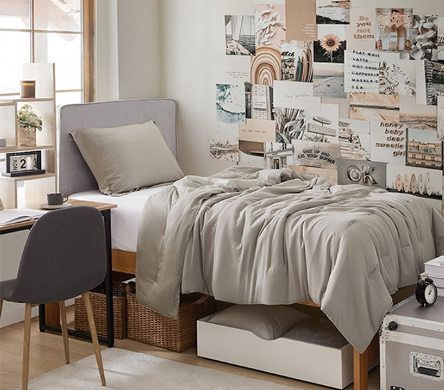 Extra Long Twin Comforter Beige Dorm Room Ideas Neutral Bedding for College Student Must Haves Extra Long Twin Comforter Beige Dorm Room Ideas Neutral Bedding for College Student Must Haves