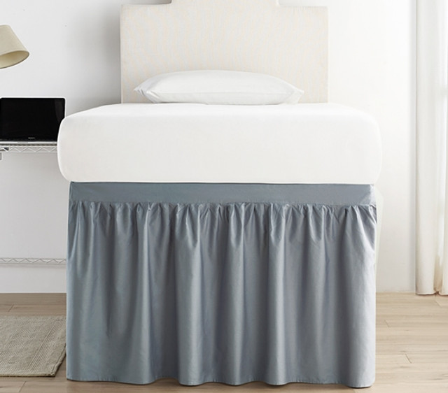 Machine Washable Twin XL Bed Skirt Panels Easy to Match Slate Gray College Dorm Decor Machine Washable Twin XL Bed Skirt Panels Easy to Match Slate Gray College Dorm Decor