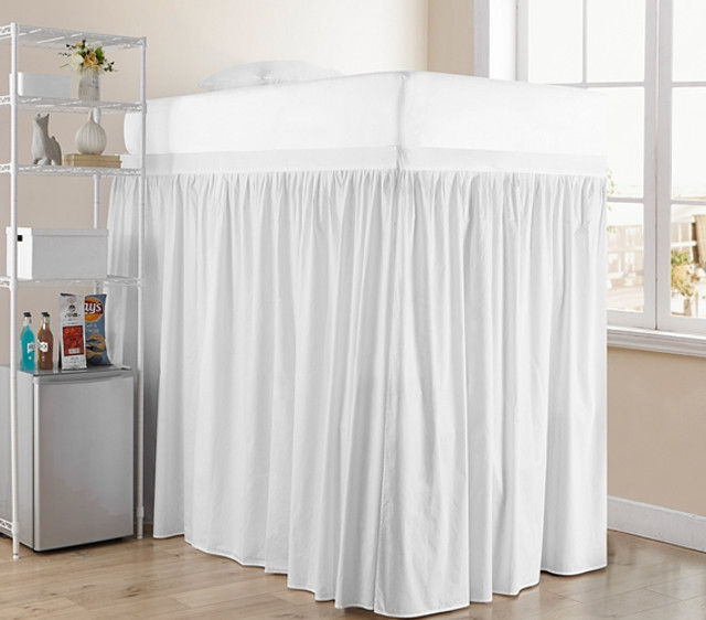 White Extra Long Twin Bed Skirt Panel With Ties Bedskirt for Bunk Beds Lofted Dorm Beds White Extra Long Twin Bed Skirt Panel With Ties Bedskirt for Bunk Beds Lofted Dorm Beds