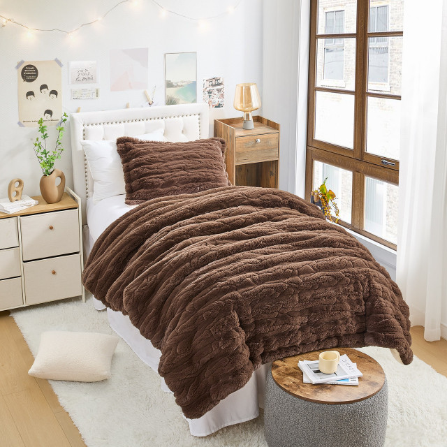 First Apartment Essentials Checklist for Girls Twin Extra Long Bed Skirt Wrap Around  Dorm Dust Ruffle Fluffy Oversized Bedding College Comforter Set Trendy Brown