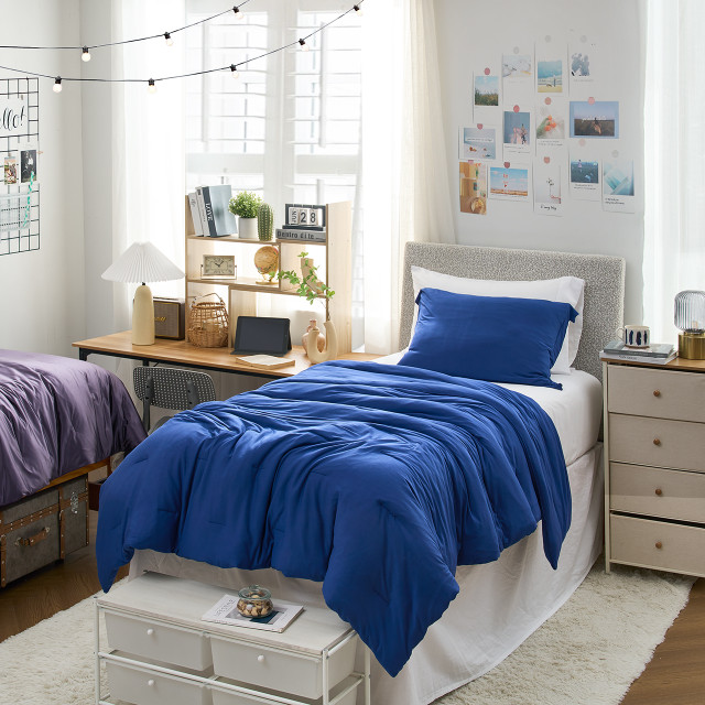 Extra Long and Extra Wide Twin Bamboo Bedspread and Standard Dorm Pillow Sham Set