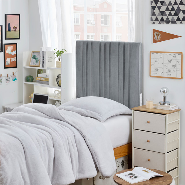 Tavira Allure® Outlet College Dorm Headboard -  Bedboard Plush - Light Gray