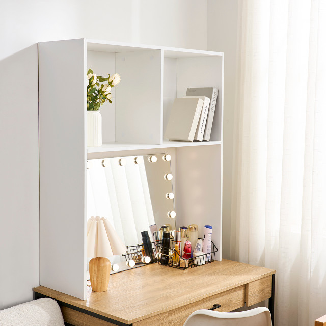 Yak About It® Double Cube - College Desk Bookshelf Dorm Hutch - White