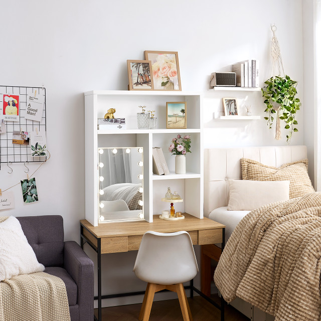 Yak About It® Honeycomb Thick - College Desk Bookshelf Dorm Hutch - White