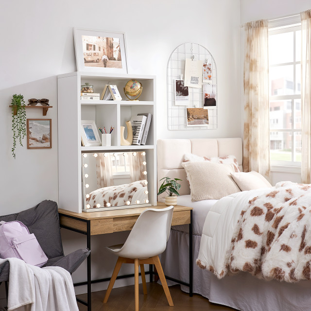 Yak About It® Extra Depth Thick - College Desk Bookshelf Dorm Hutch - White