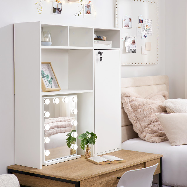 Yak About It® Locker Safe College Desk Bookshelf Dorm Hutch - White