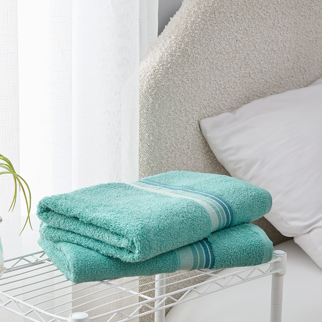 Ombre Stripe College Bath Towel - Aqua
