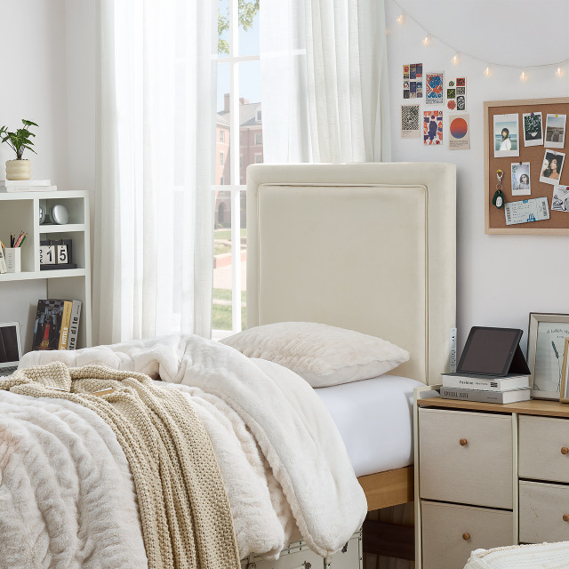 Tavira Allure® College Dorm Outlet Headboard with Legs - Corded - Cream