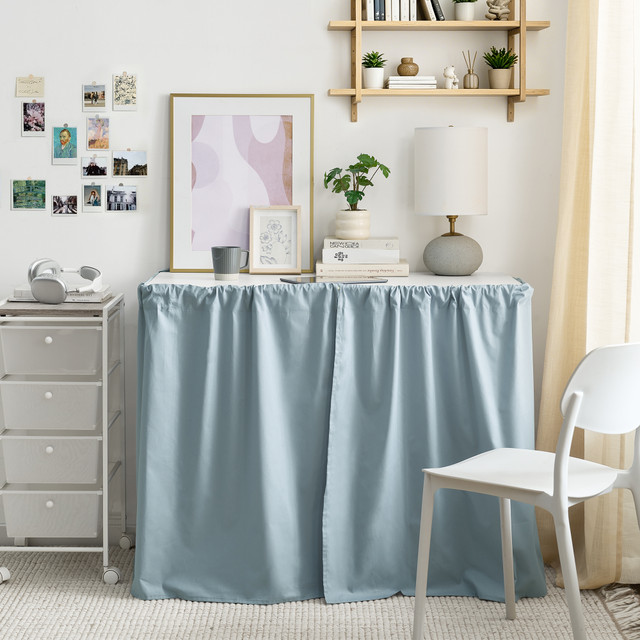 Cotton Dorm Bungee Desk Skirt - Faded Denim