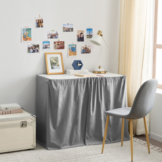 Cotton Dorm Bungee Desk Skirt - Slate Gray