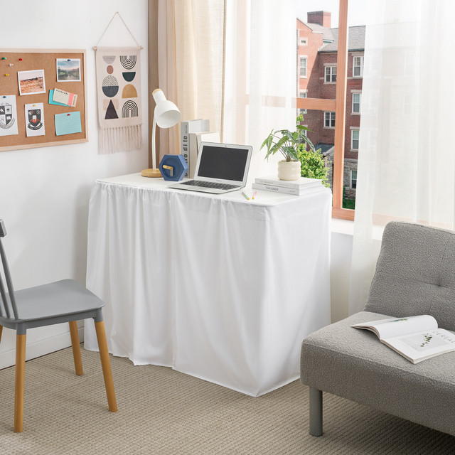 Cotton Dorm Bungee Desk Skirt - Farmhouse White